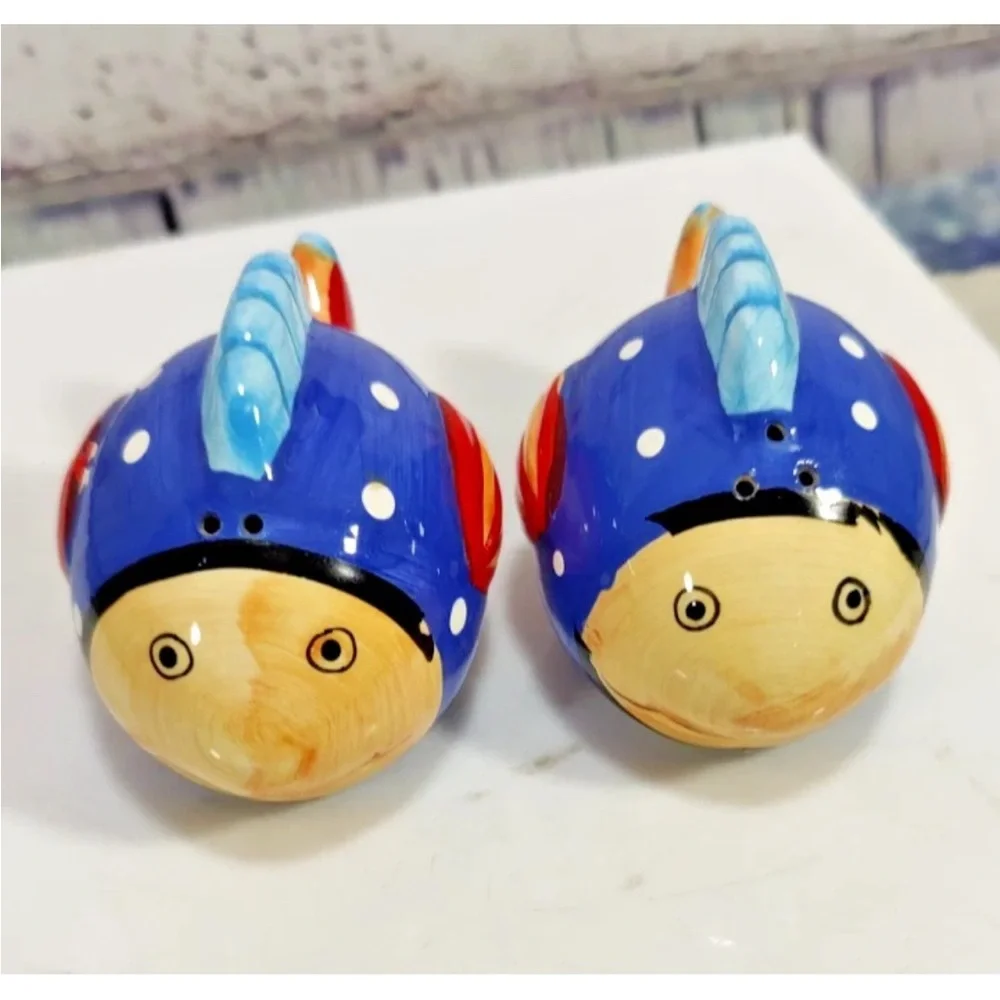 Colorful Ceramic Fish salt and pepper